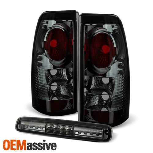 Fits 1999-2002 Silverado 99-06 Sierra Smoked Tail Lights + LED 3rd Cargo Light