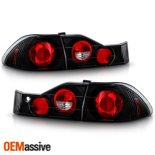 Fits 98-00 Honda Accord 4 Door Sedan Black Bezel Rear Tail Lights Brake Lamps