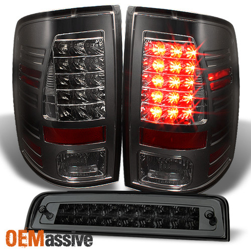 Fits 2009-2018 Ram 1500/2500/3500 Smoked LED Tail light+LED 3rd Brake Cargo Lamp