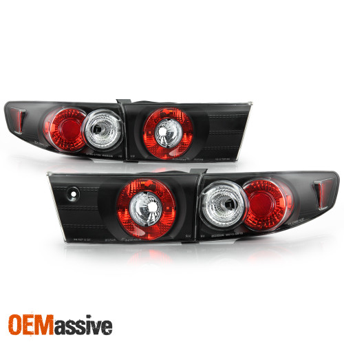 Fits 03-05 Honda Accord 4Dr Sedan JDM Black Tail Brake Lights Lamp W/Trunk Piece