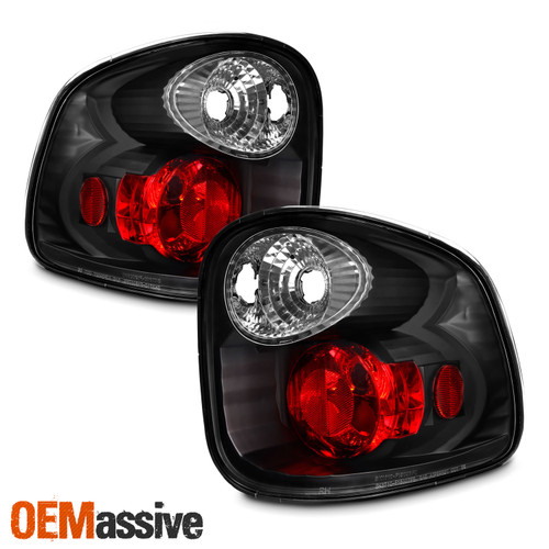 Fits 00-03 Ford F150 Pickup Truck Flareside Body Black Tail Brake Lights Lamps