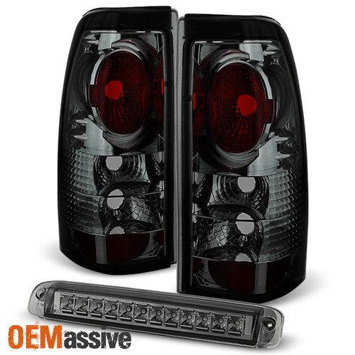 Fits 1999-2002 Chevy Silverado GMC Sierra Smoke Tail Lights+LED 3rd Brake Light