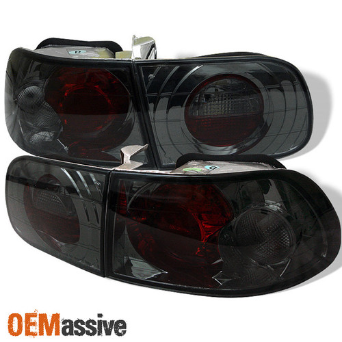 Fits 1992-1995 Honda Civic Hatchback Eg6 JDM Smoke 4Pcs Tail Lights +Trunk Piece