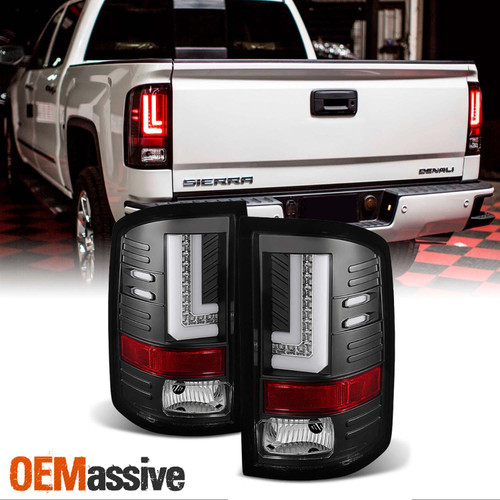 For 14-18 19 Sierra 1500/2500 HD/3500HD Black LED DRL Tube Tail Light Brake Lamp