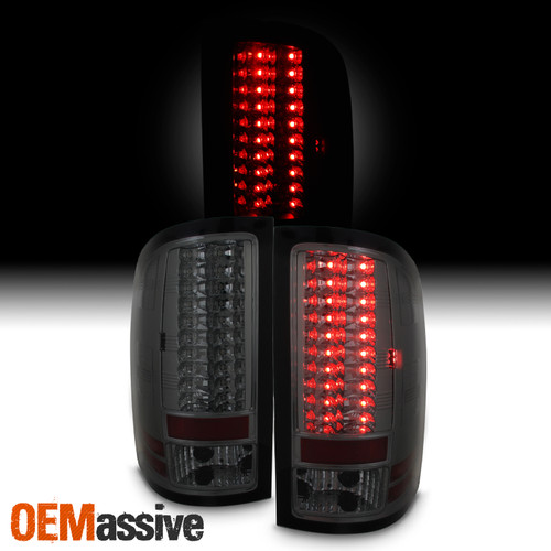 Fits 2007-2013 Sierra 1500 2500HD 3500HD Smoked LED Tail Lights Pair Left+Right
