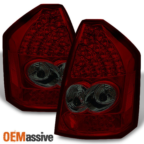 Fits Red Smoke 05 06 07 Chrysler 300C LED Tail Brake Lights Lamp Pair Left+Right
