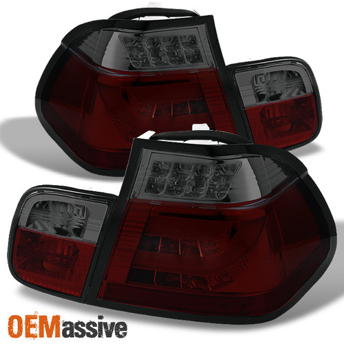 Fits 02-05 E46 3-Series 4D Sedan 330 M3 LED Red Smoke Tail Lights W/LED Bar/Tube