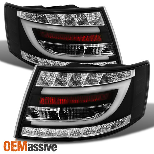 Fits 2005 2006 2007 2008 Audi A6 S6 C6 Black LED Tube Tail Lights Brake Lamps