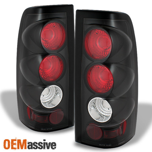 Fits 03-06 Chevy Silverado 1500 2500 Pickup Truck Black Tail Lights Lamps Pair