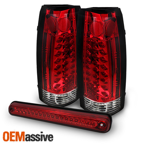 Fits 1994-1998 C10 C/K Full Size 1500 2500 3500 Red LED Tail Lights + 3rd Brake