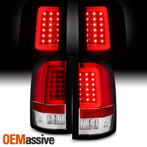 Fits 2007-14 Chervy Silverado + 2007-14 GMC Sierra Red Clear LED DRL Tail Lights