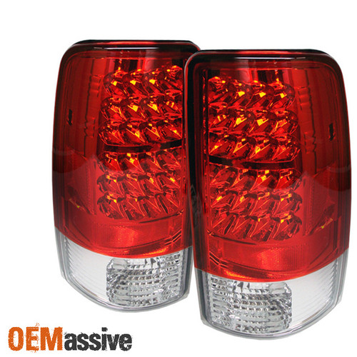 Fits 2000-2006 Suburban Tahoe Yukon LED Red Clear Tail Lights Driver+Passenger