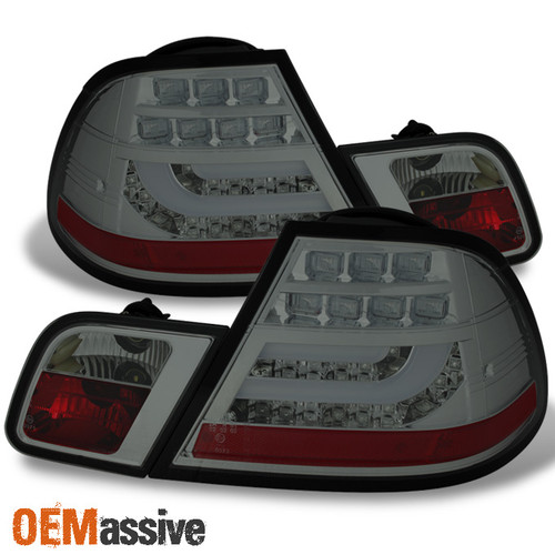 Fits 2000-2003 BMW E46 3-Series 2D Coupe Smoke LED Strip Design LED Tail Lights