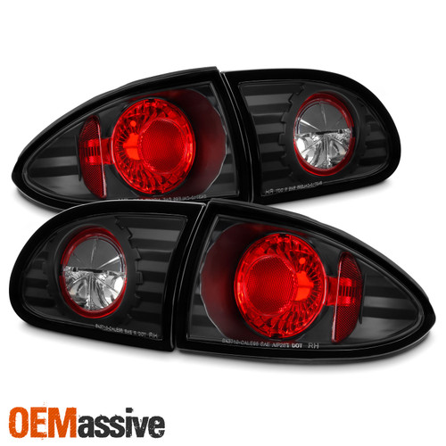 Fits 95-02 Cavalier Base Ls Rs Z24 4Pcs Black Tail Brake Lights W/Trunk Piece