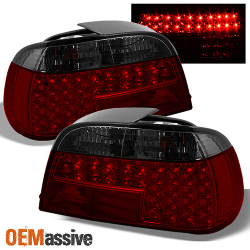 Fits 95-01 E38 7-Series Red Smoke LED Tail Brake Lights Lamps Pair Left+Right