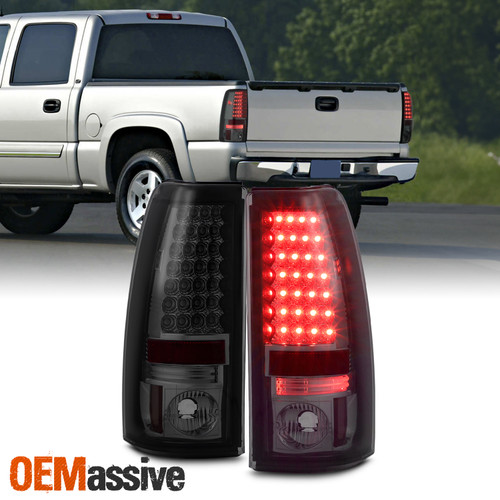 Fits 03-06 Silverado Pickup Truck Smoked Smoke LED Tail Lights Rear Brake Lamps