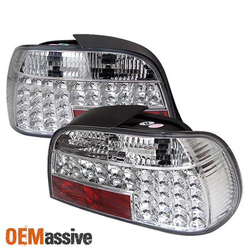 Fits 95-01 E38 7-Series 740i 740iL 750iL LED Chrome Clear Tail Brake Lights Lamp