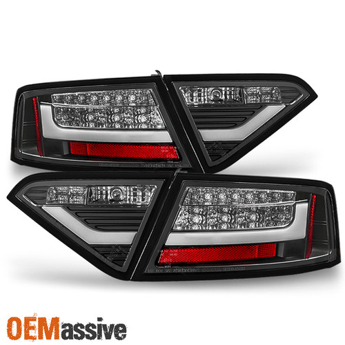 Fits 2008-2012 Audi A5 Quattro Black LED Signal DRL Tube Tail Lights Brake Lamps