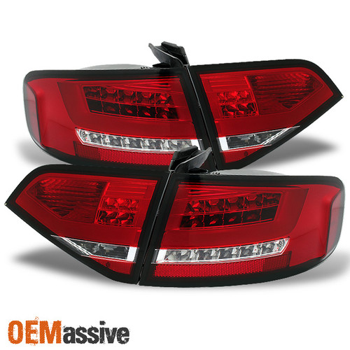Fits Audi 09-12 A4 10-12 S4 4Dr Sedan Red Clear LED Tail Lights (For LED Model)