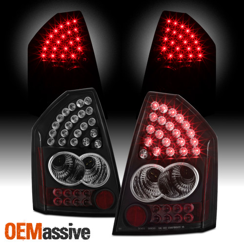 Fits 05-07 Chrysler 300C Black LED Tail Brake Lights Lamps Pair Left+Right