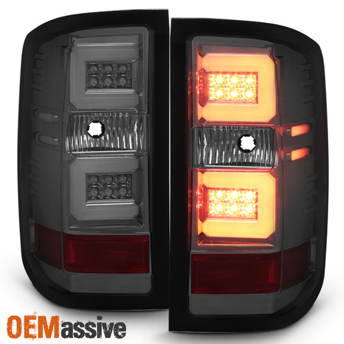 Fits Smoked 16-18 Chevy Silverado 1500 [LED Model] LED Tube Brake Tail Lights