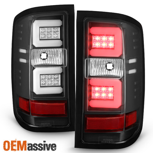 Fits 2016-2018 Chevy Silverado 1500 [LED Model] Black LED Tube Tail Lights Lamp