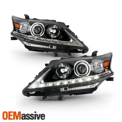 For 13-15 Lexus RX350 RX450h HID Non-AFS Projector Black Headlamp w/LED DRL Pair