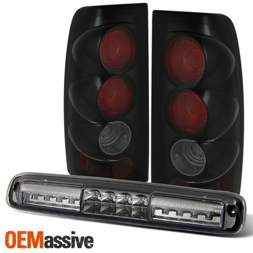 Fits 03-06 Silverado Sierra Black Smoked Tail Lights + LED 3rd Brake Cargo Lamp