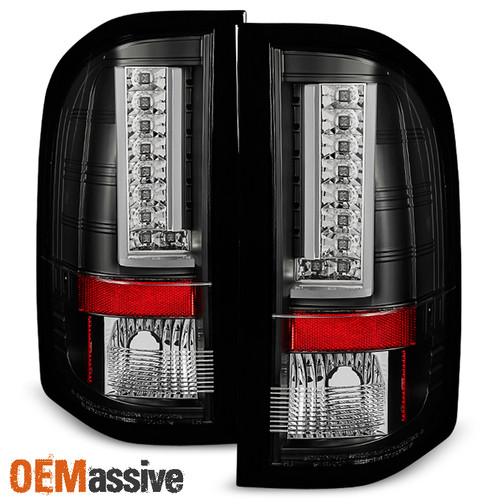 Fits 2010-11 Chevy Silverado 1500 2500HD 3500HD Black Smoke LED Bar Tail Lights