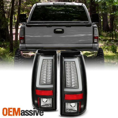 Fits 2003-2006 Chevy Silverado GMC Sierra 1500 2500HD 3500 Black LED Tail Lights