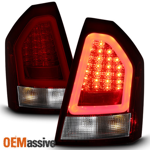 [Upgrade Set] Fits Red Clear 2005-2007 Chrysler 300 LED Tube Tail Lights Lamps
