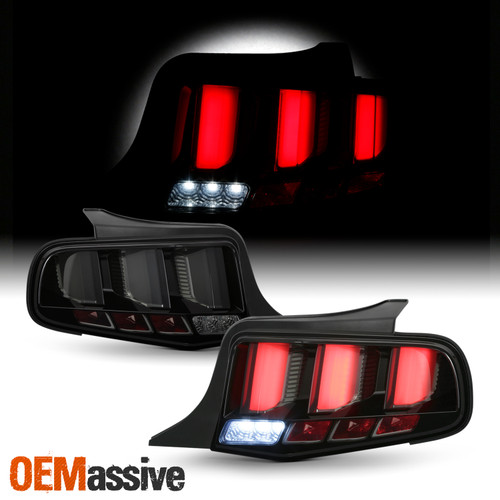 For 10-12 Ford Mustang Clear Tube LED Sequential Signal Black Smoked Tail Lights