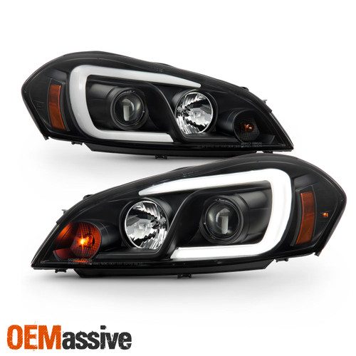 For 06-13 Chevy Impala 06-07 Monte Carlo LED [C-Tube] Projector Black Headlights