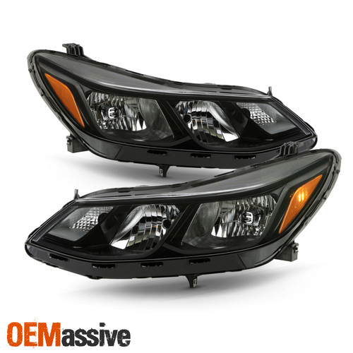 For 2016-2019 Chevy Cruze [Halogen Type] Black Headlights Pair w/o LED Lamp
