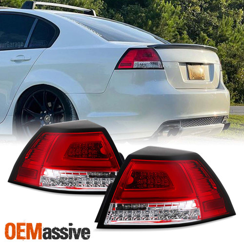 For 2008-2009 Pontiac G8 Sedan [C-Tube] Light Bar LED Red Clear Tail Lamp Pair