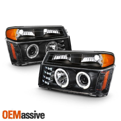For 04-12 Colorado Canyon LED Dual Halo Projector Black Headlight+ Bumper Signal