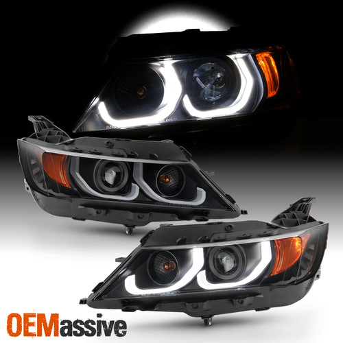 For 14-20 Impala Sedan LED [Dual Tube] Halogen Projector Black Headlights Pair