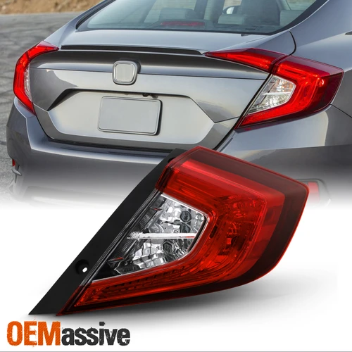 For 2016-2021 Honda Civic Sedan 4Door Red Clear Tail Light Outer Right Passenger