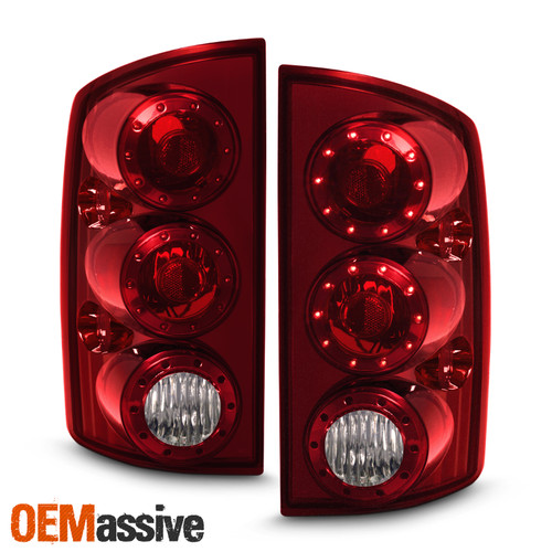 For 2002-06 Dodge Ram 1500 2500 3500 Chrome Red Clear LED Tail Brake Lights Pair