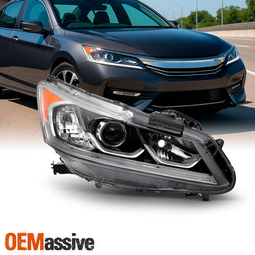 For 2016-2017 Honda Accord LX Sedan Halogen Projector Chrome Headlight Passenger