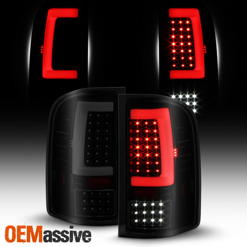 For 07-13 Silverado 1500/2500/3500 HD LED Black Smoked Tail Light w/ Sequential