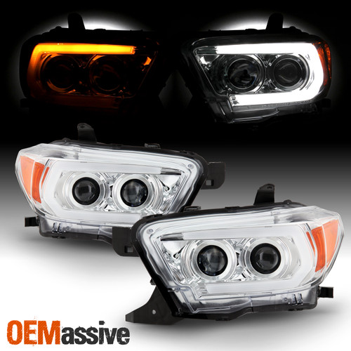 For 16-22 Toyota Tacoma LED C-Tube Projector Headlight w/ Sequential Turn Signal