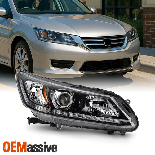 For 2013-2015 Honda Accord 4-Door w/o LED DRL Halogen Black Headlight Passenger