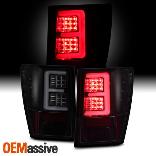 For 2007-2010 Jeep Grand Cherokee [E-Tube Bar] LED Black Smoked Tail Lights Pair