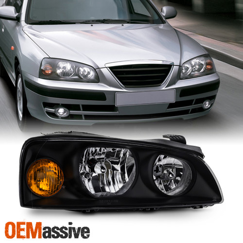 Fits 04-06 Elantra Black Bezel Headlights Lamps Passenger/Right Side Replacement
