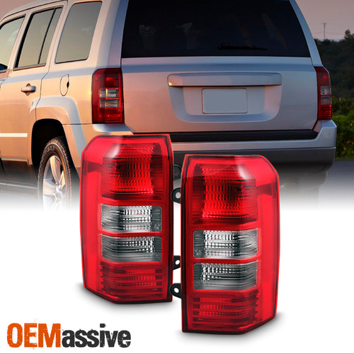 Fits 08-17 Jeep Patriot Red Clear Taillights Repalcement Driver + Passenger Pair