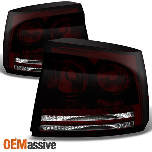 Fit 2006-2008 Dodge Charger Dark Red Rear Taillights Tail Lamp Replacement Pair