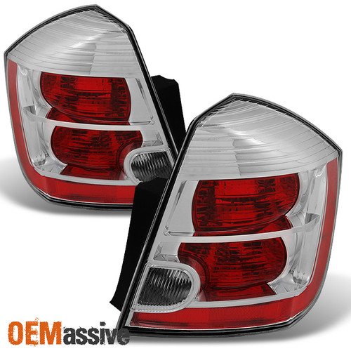 Fits 07-09 Sentra Chrome Taillights Brake Lamps Left + Right Replacement Pair