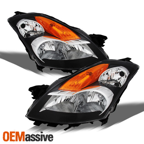 Fits 07-09 Altima 4Dr Sedan black Headlights Headlamps Halogen Type 2007-2009