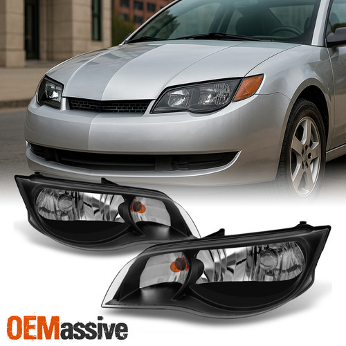 Fit 2003 2004 2005 2006 2007 ION 2 Doors Black L+R Side Headlights Assembly
